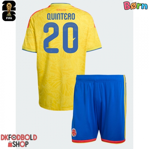 Colombia Juan Fernando Quintero #20 Hjemmebanesæt Børn VM 2026 Kort ærmer (+ korte bukser)